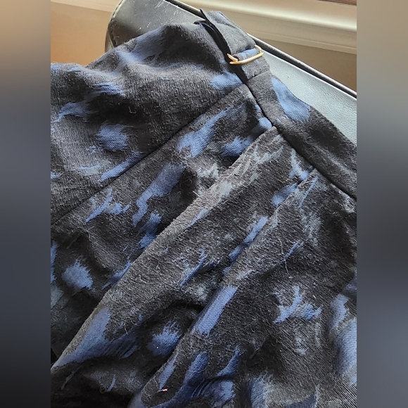 H&M knee length blue black brocade skirt 28" waist POCKETS! GEORGEOUS - Picture 6 of 11